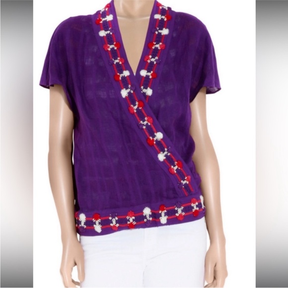 Tory Burch $500 shirt linen gorgeous purple fall or spring or summer xs - Picture 4 of 5
